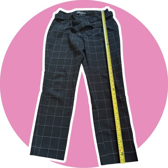 Suzy Shier // Black Grid Pattern Pants with Belt - Picture 2 of 5